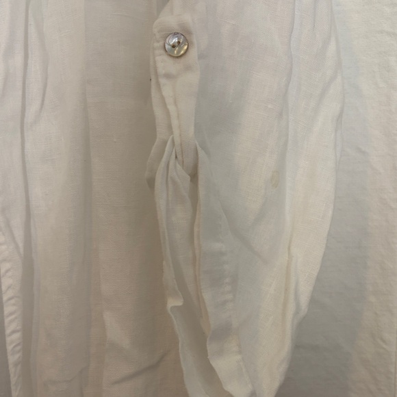 White Lightweight Sheer Tunic Cover-Up 1X Linen Summer Vacation Coastal - Picture 4 of 6